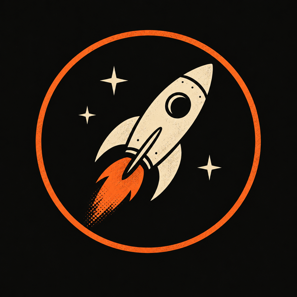 Rocket lifting off icon.
