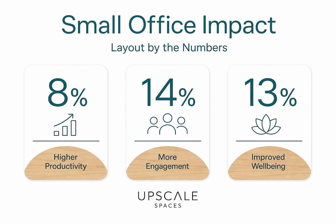 Infographic with stats about office layout benefits