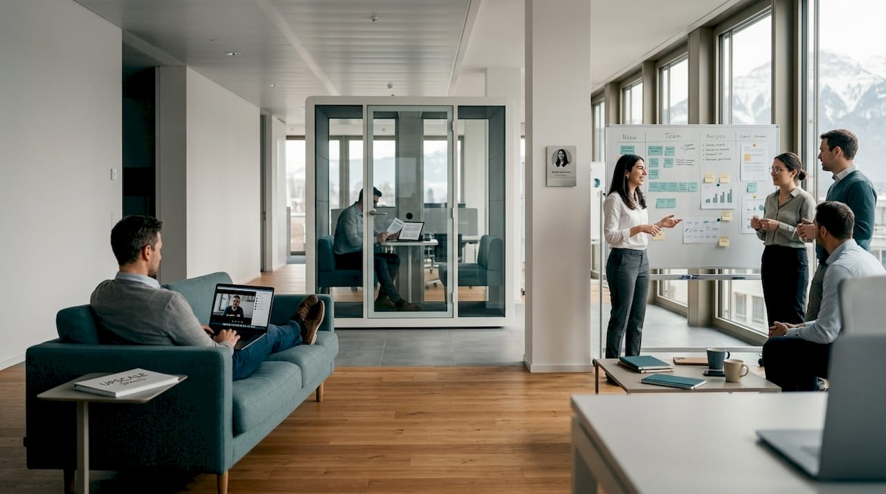 Hybrid work zones with active employees