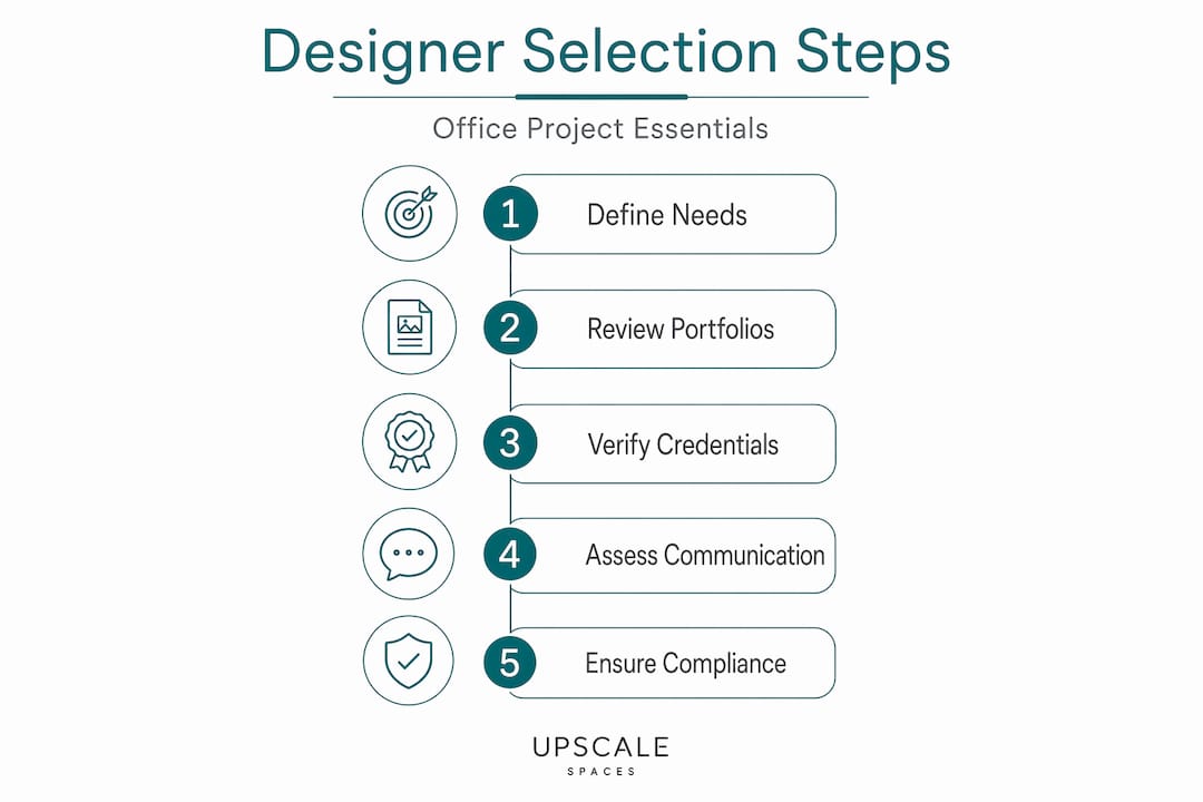Infographic of office designer selection steps