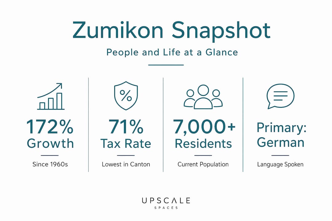 Infographic showing Zumikon key stats and demographics