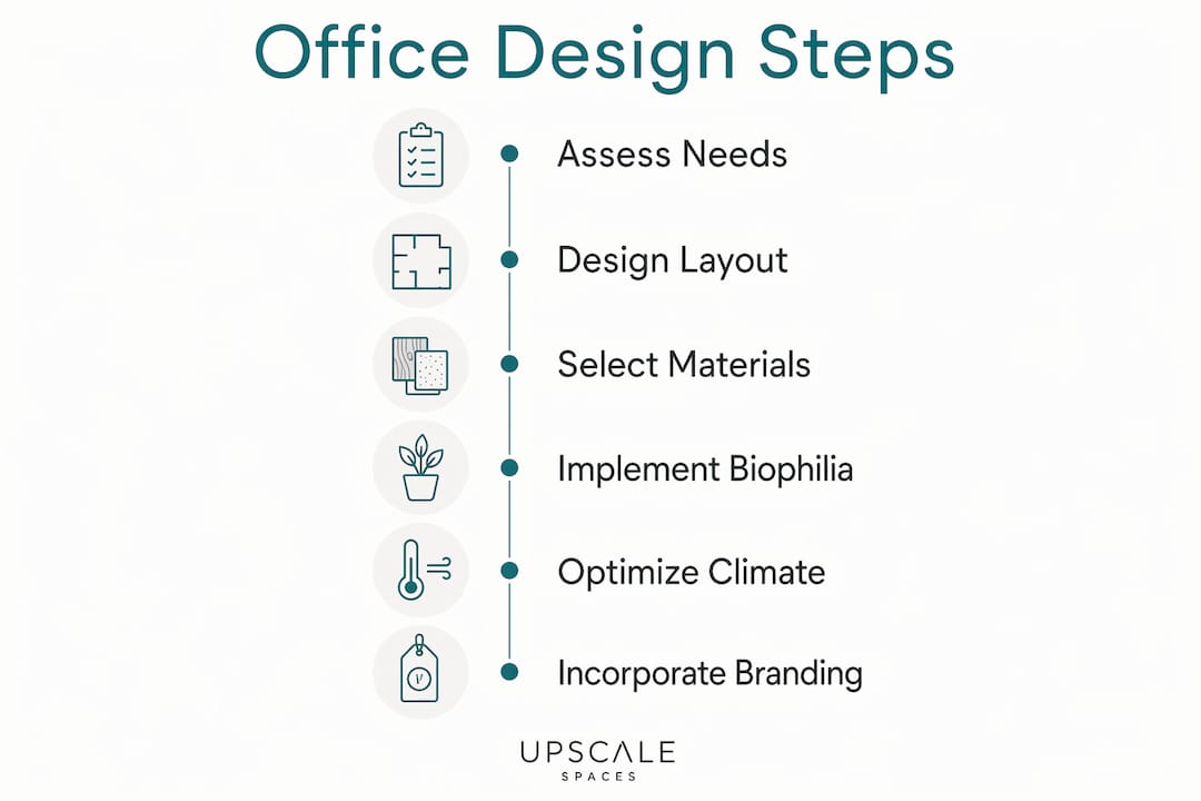 Infographic outlining office design process steps