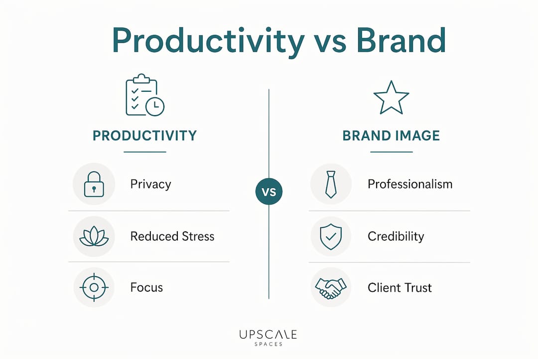 Infographic comparing productivity and brand image factors