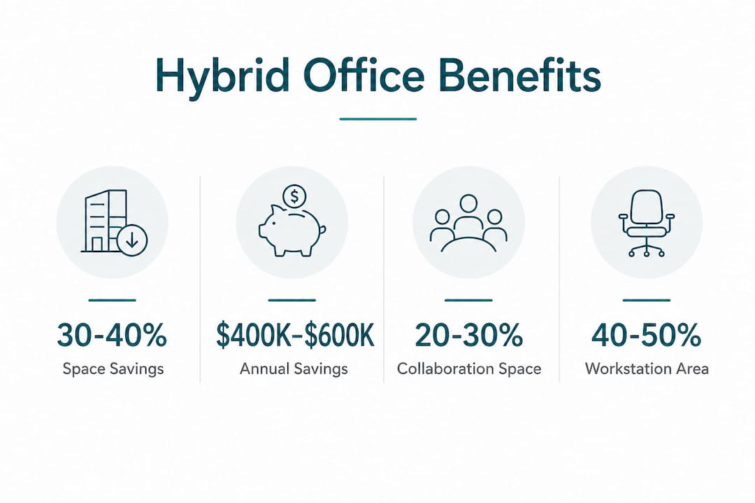 Infographic showing key hybrid office benefits