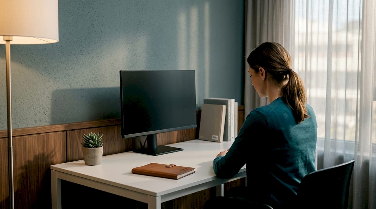 Close-up of Limbic Office designed workspace corner