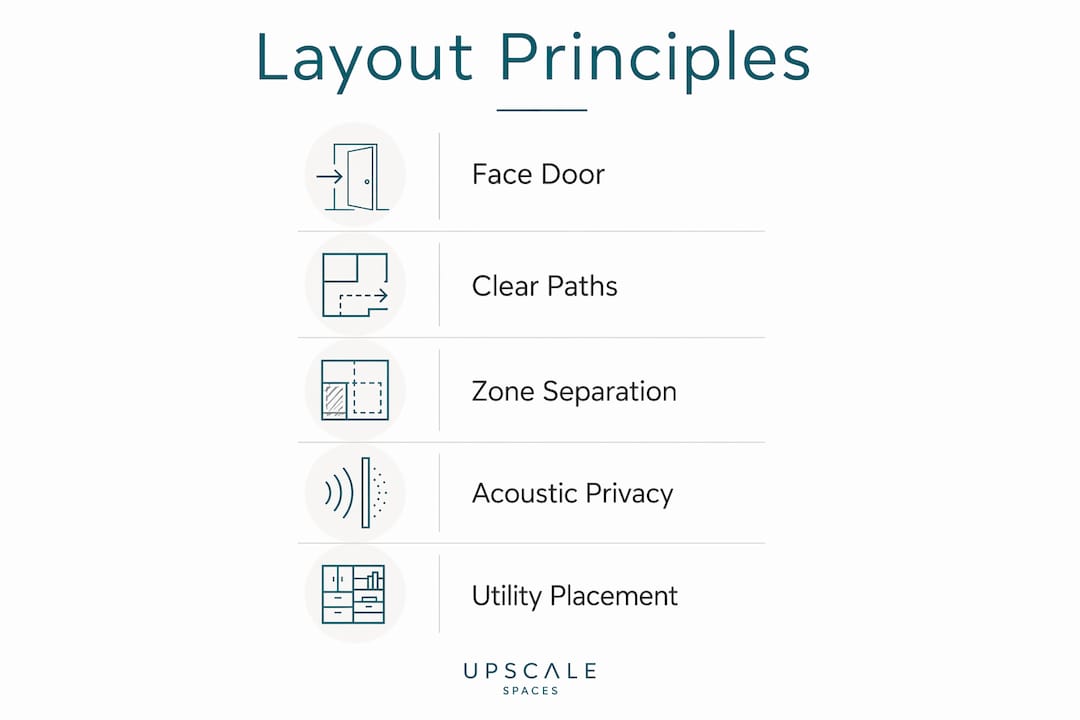 Infographic showing executive office layout principles