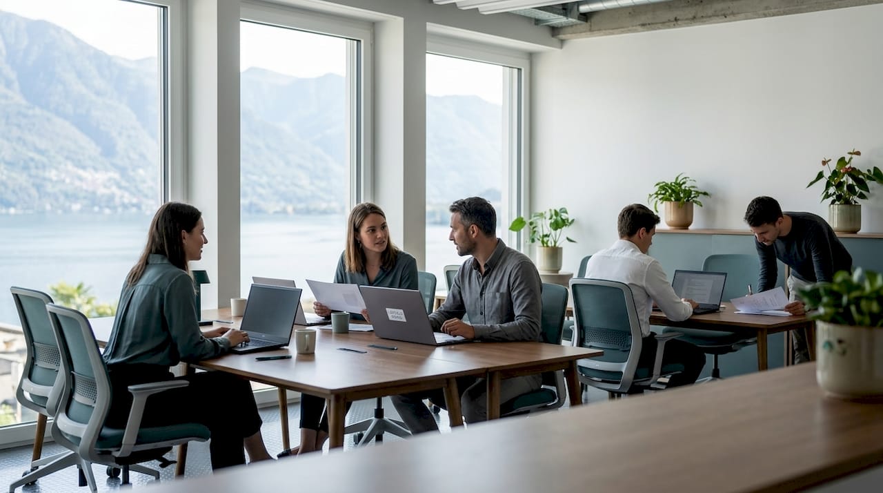 Bright Ascona office with large windows and natural light