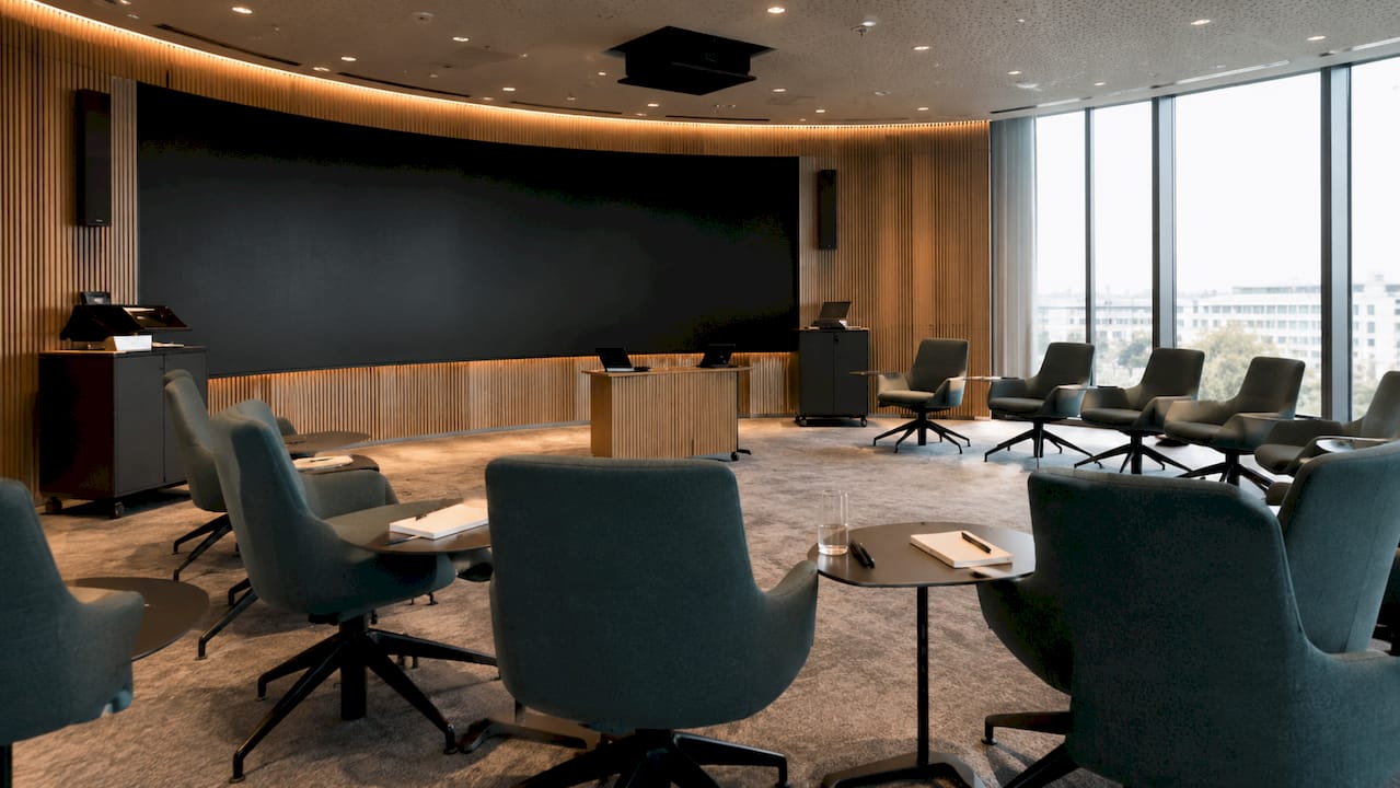 Modern immersive training pod empty room
