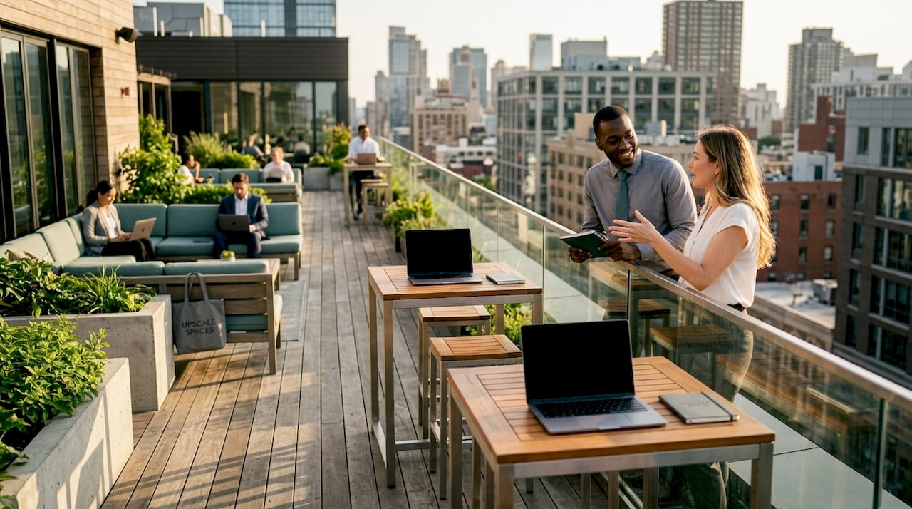 Collaborative and focused workspace zones with professionals