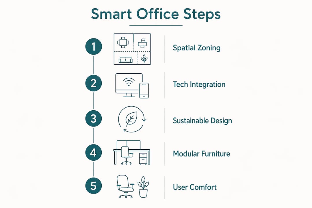 Infographic illustrating steps to create a future-ready smart office
