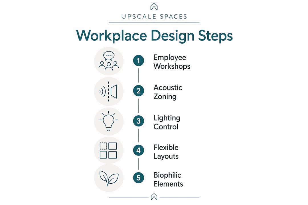 Infographic showing five key workplace design strategies