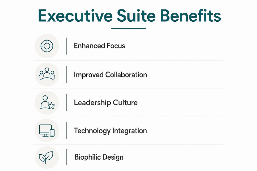 Infographic showing key benefits of executive suite design