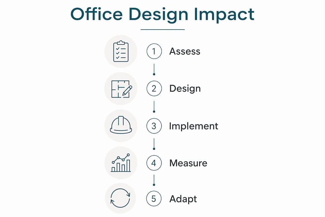 Infographic outlining key stages of office design impact