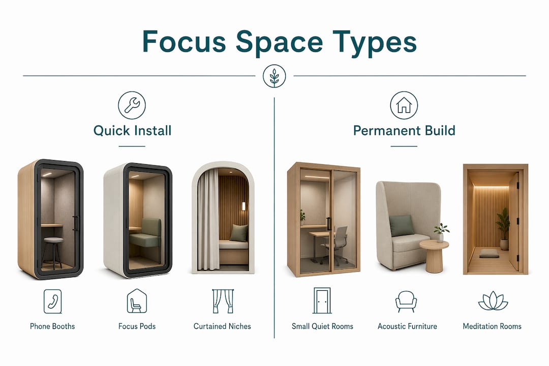 Infographic showing focus space types in two categories