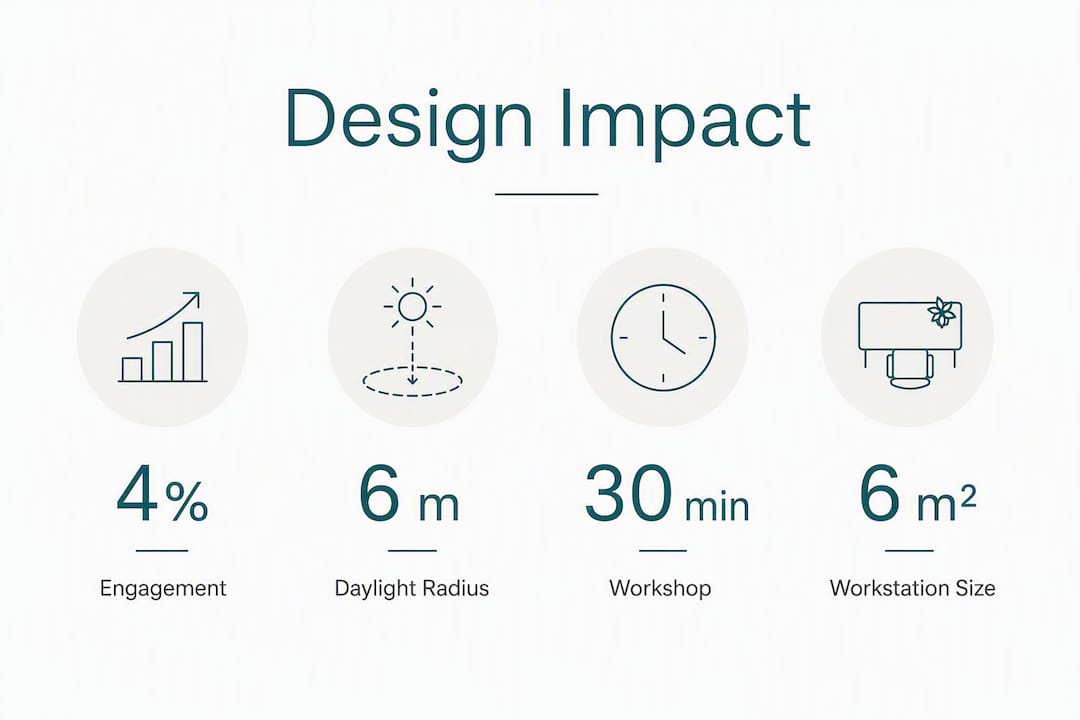 Infographic showing key office design impact statistics