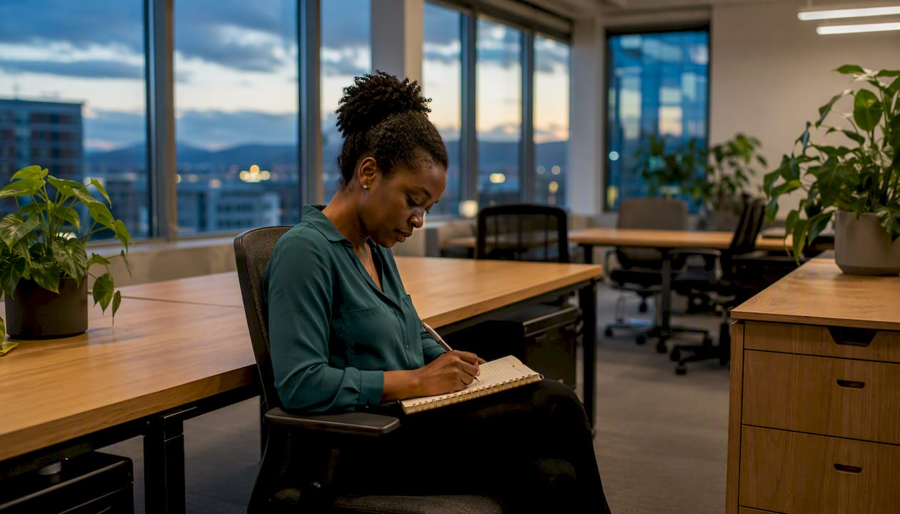 Collaborative workspace with refurbished furniture