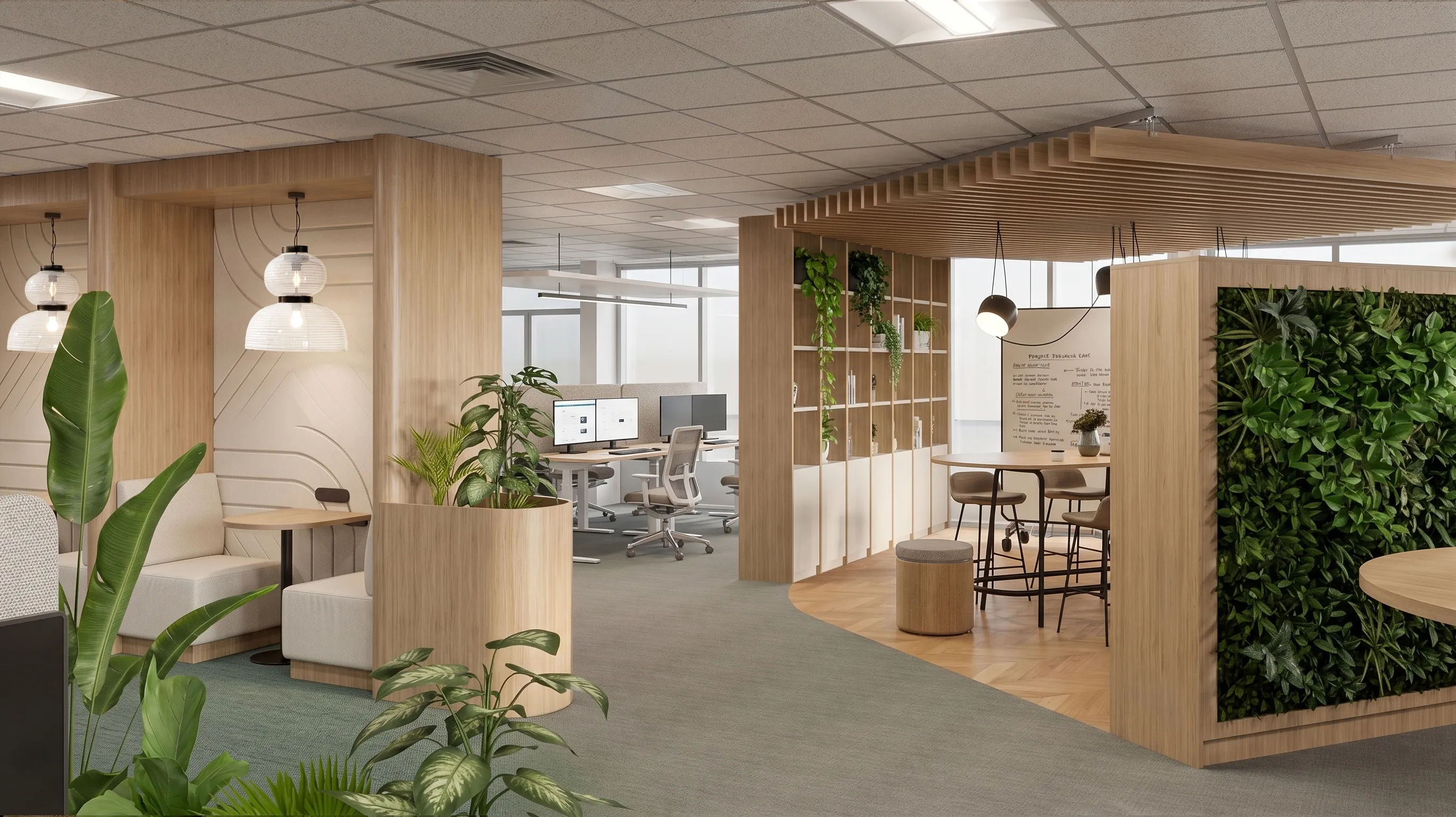 Modern Office Interior Design Zurich | Biophilic Workplace for Collaboration & Employee Wellbeing