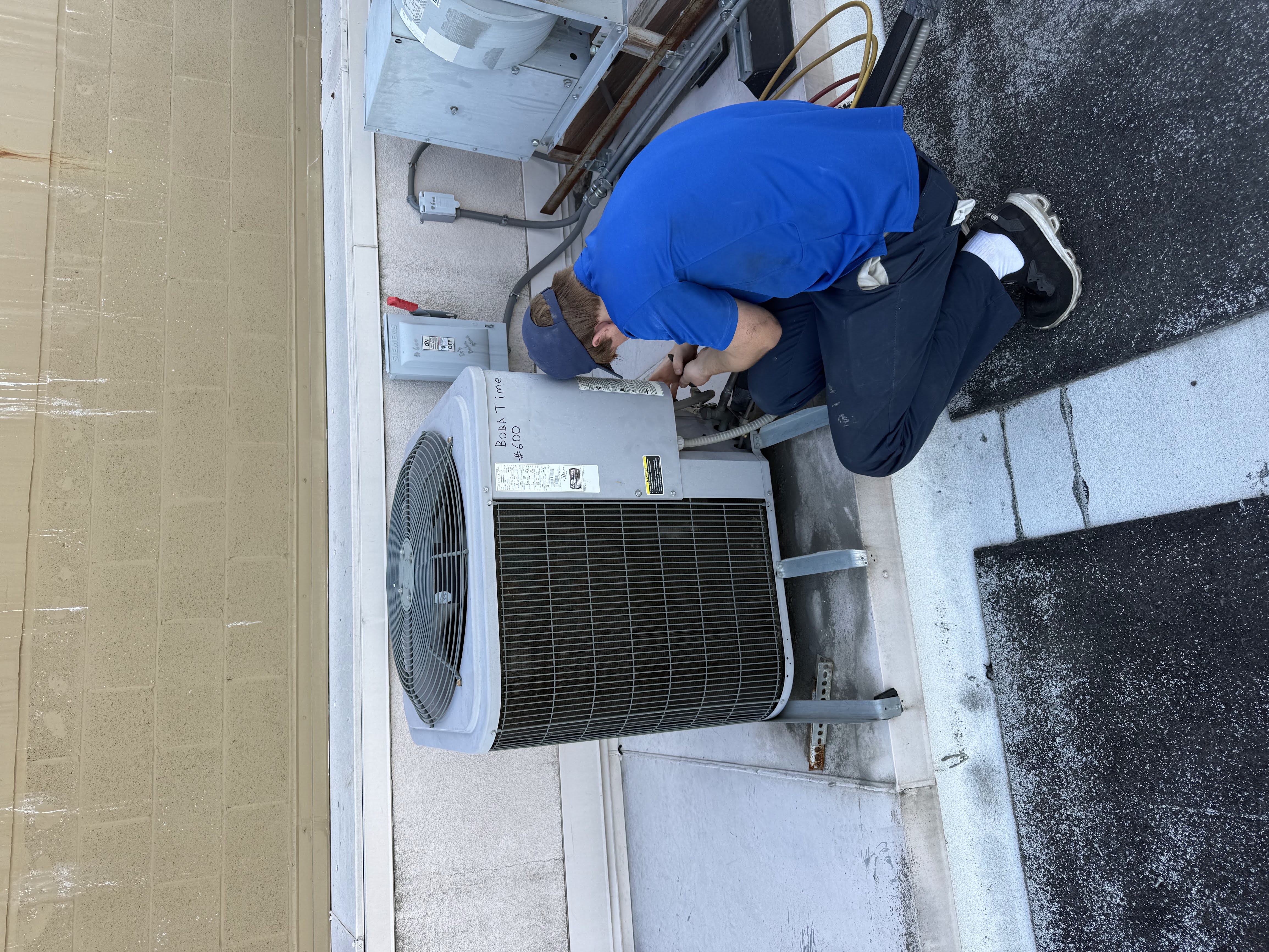 Technician working on furnace