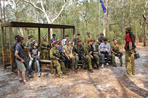 A team from an office in Newcastle playing laser tag