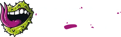 A horizontal version of the Disobey logo. It has green cactus style lips with a pink serpent tongue raised up to the left side along with the words Disobey in a graffiti style in white