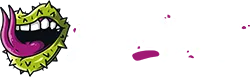 The Disobey Logo. Green cactus style lips in a smiling position, white teeth and a pink snake like tongue reaches out. Disobey wording in a smooth graffiti style in white letters.