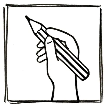 Content creation icon showing a pencil