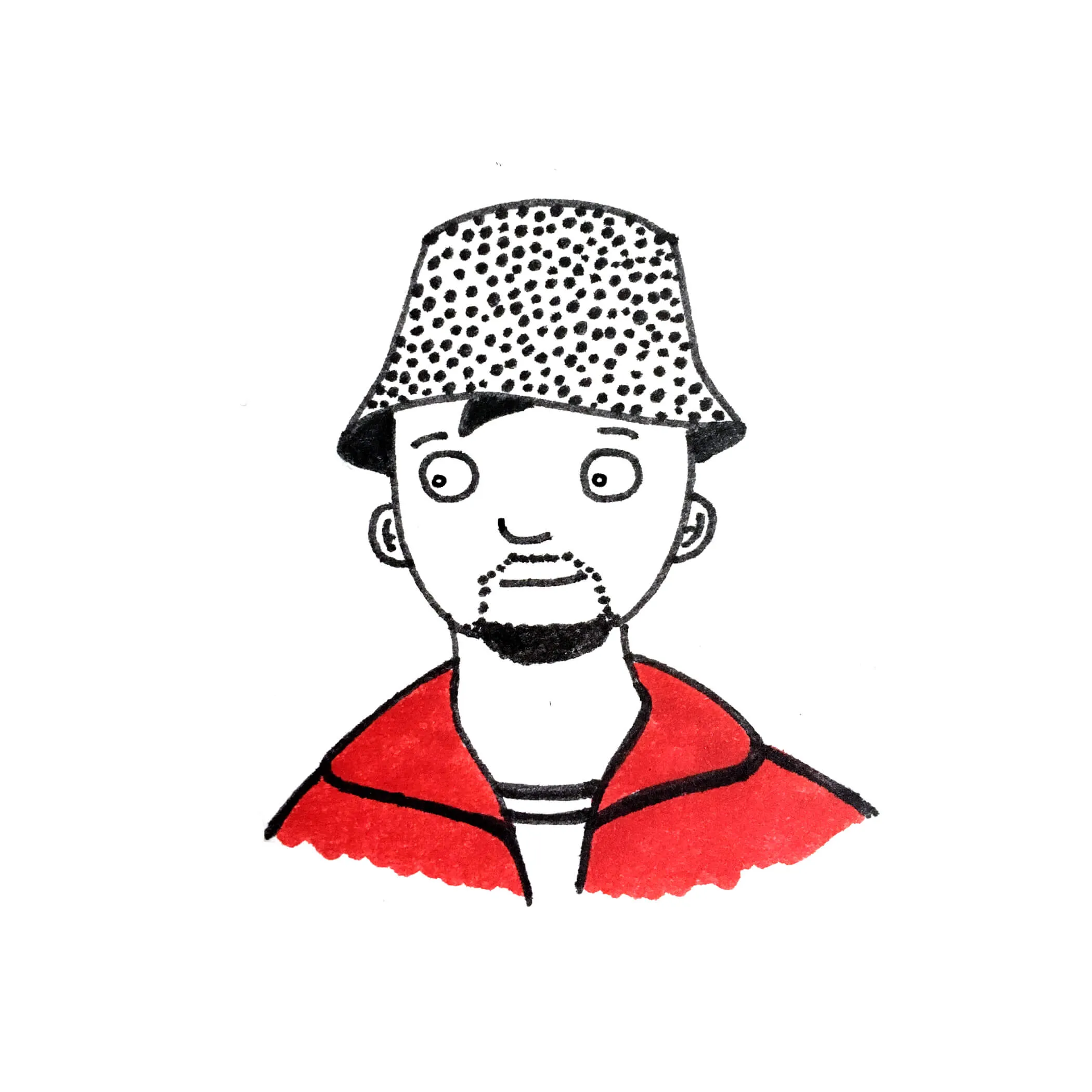 Man with a hat and a red t-shirt
