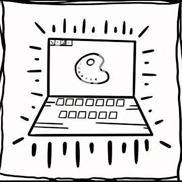 Laptop showing a graphic design