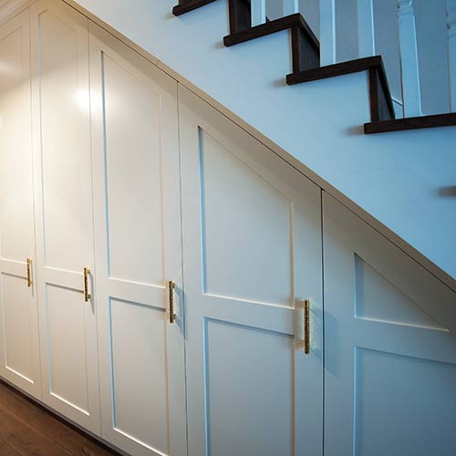 Storage space under stairs