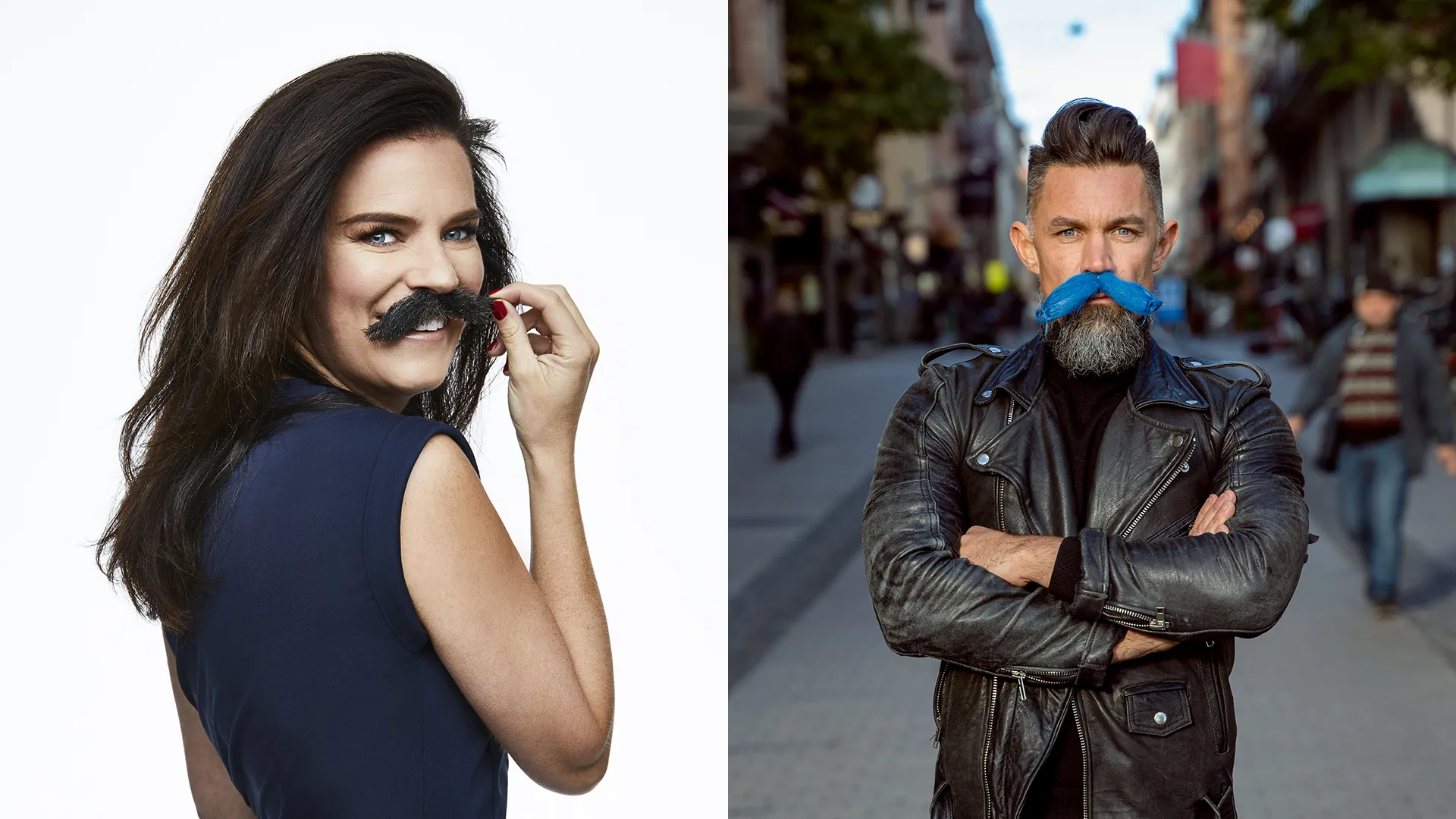 Anna Benson och Martin Szepczynski, två av Mustaschkampens ambassadörer år 2021.