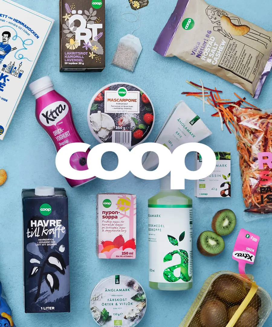 Diverse matvaror från Coops egna varumärken