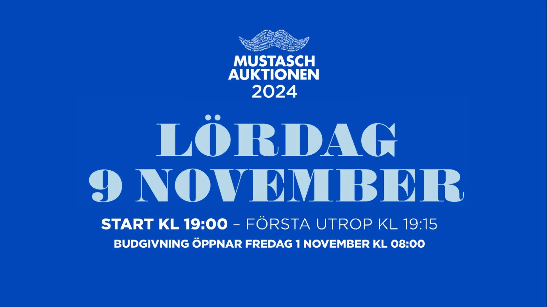Text med info om Mustaschauktionen den 9 november