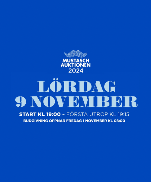 Text med info om Mustaschauktionen den 9 november