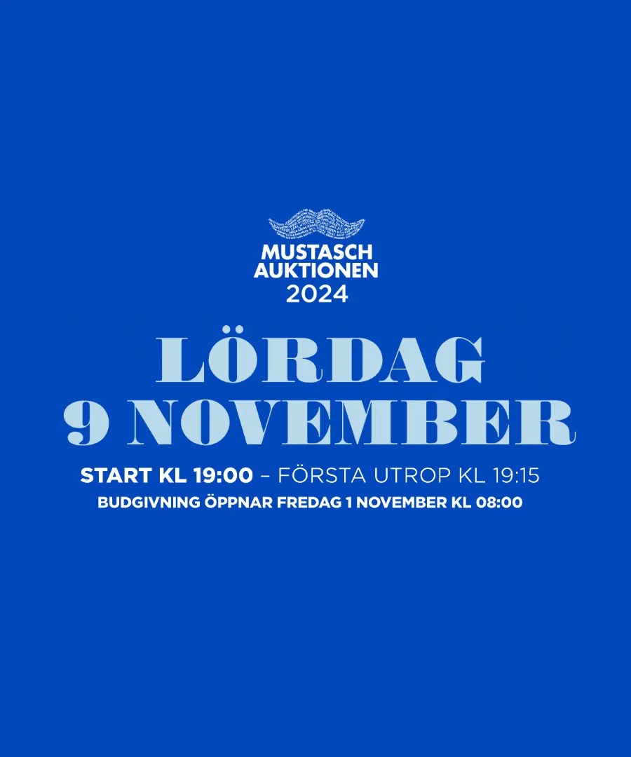 Text med info om Mustaschauktionen den 9 november