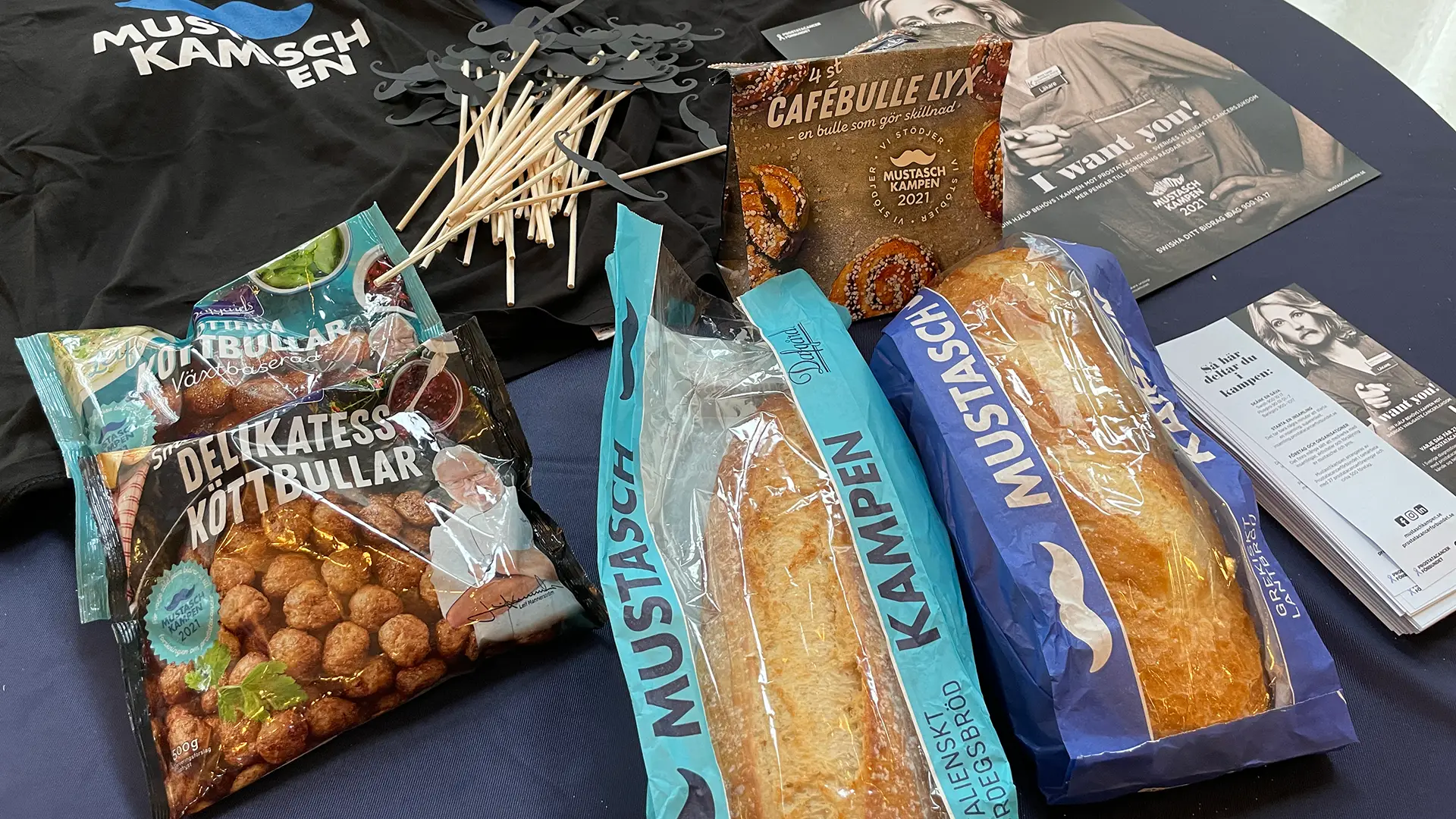 Produkter från Dafgårds med Mustaschkampens symbol på förpackningarna.
