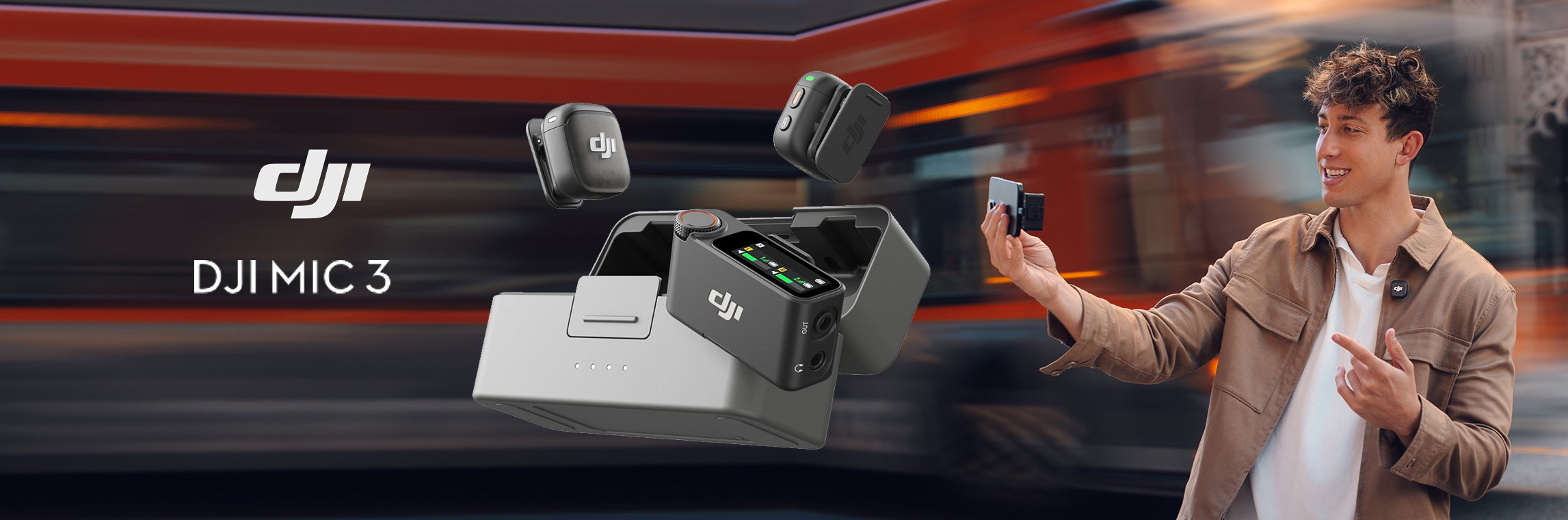 DJI Mic 3 (2 TX + 1 RX + Charging Case) CP.RN.00000480.01  SKU: 30187  //  MFR:	24116344	//  EAN: 6937224116344