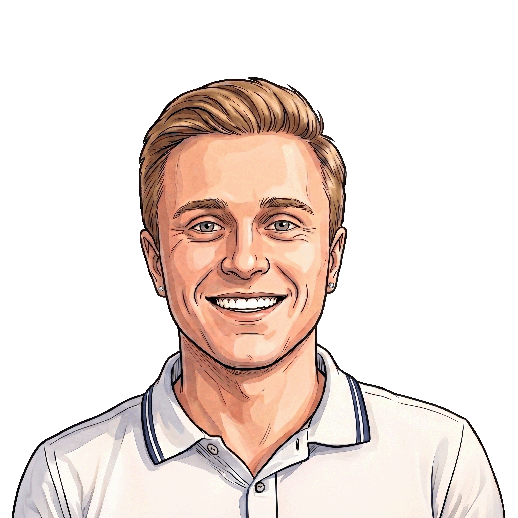 Bryce Drehle-Ewan, co-founder of Debrosland, watercolor portrait