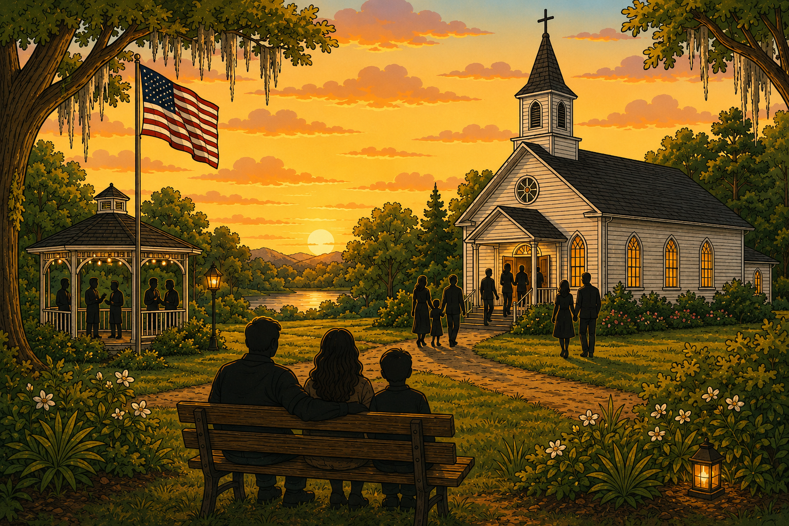 Mississippi religion — small-town church on a Sunday morning