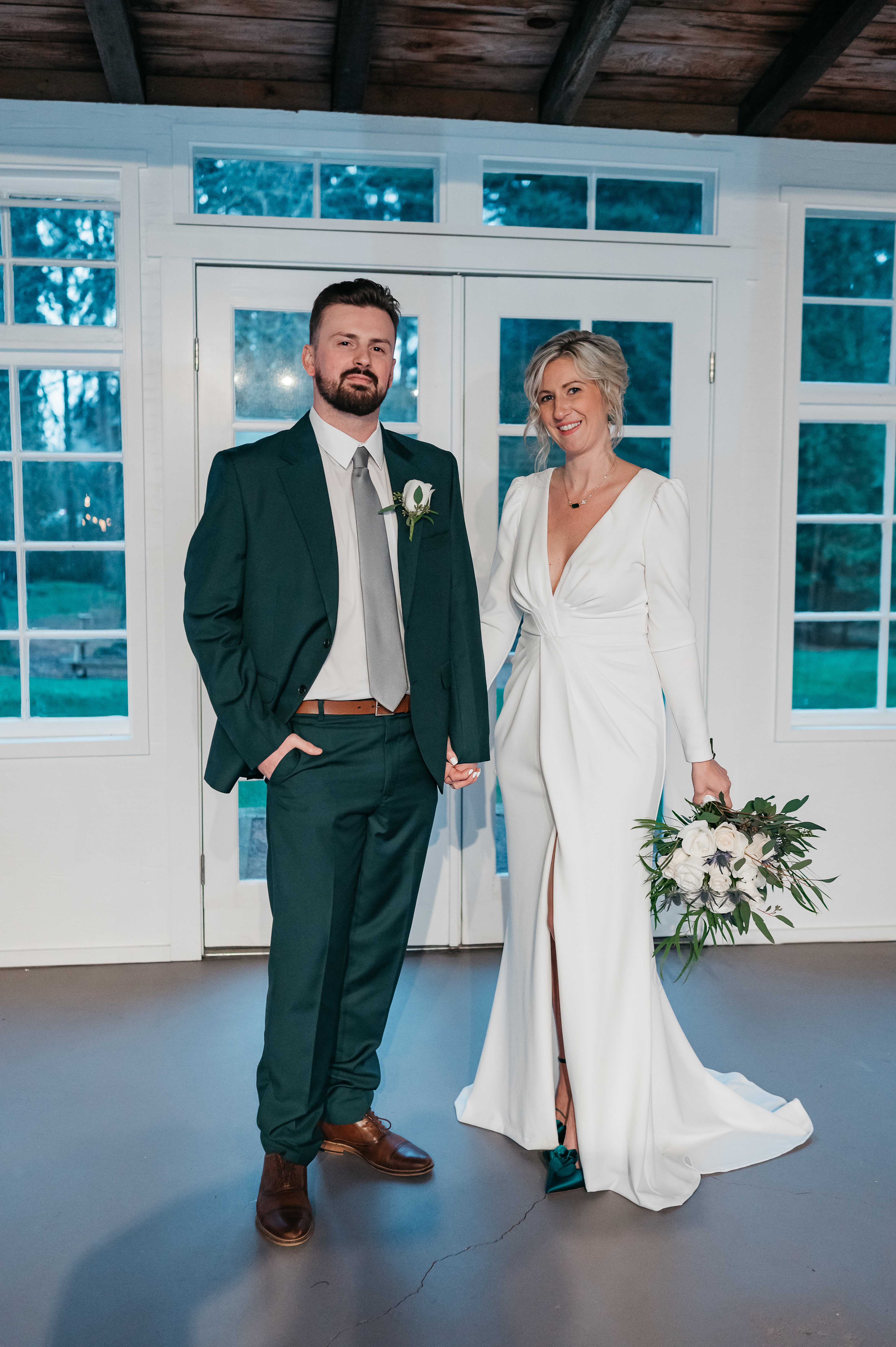 bride and groom indoor wedding
