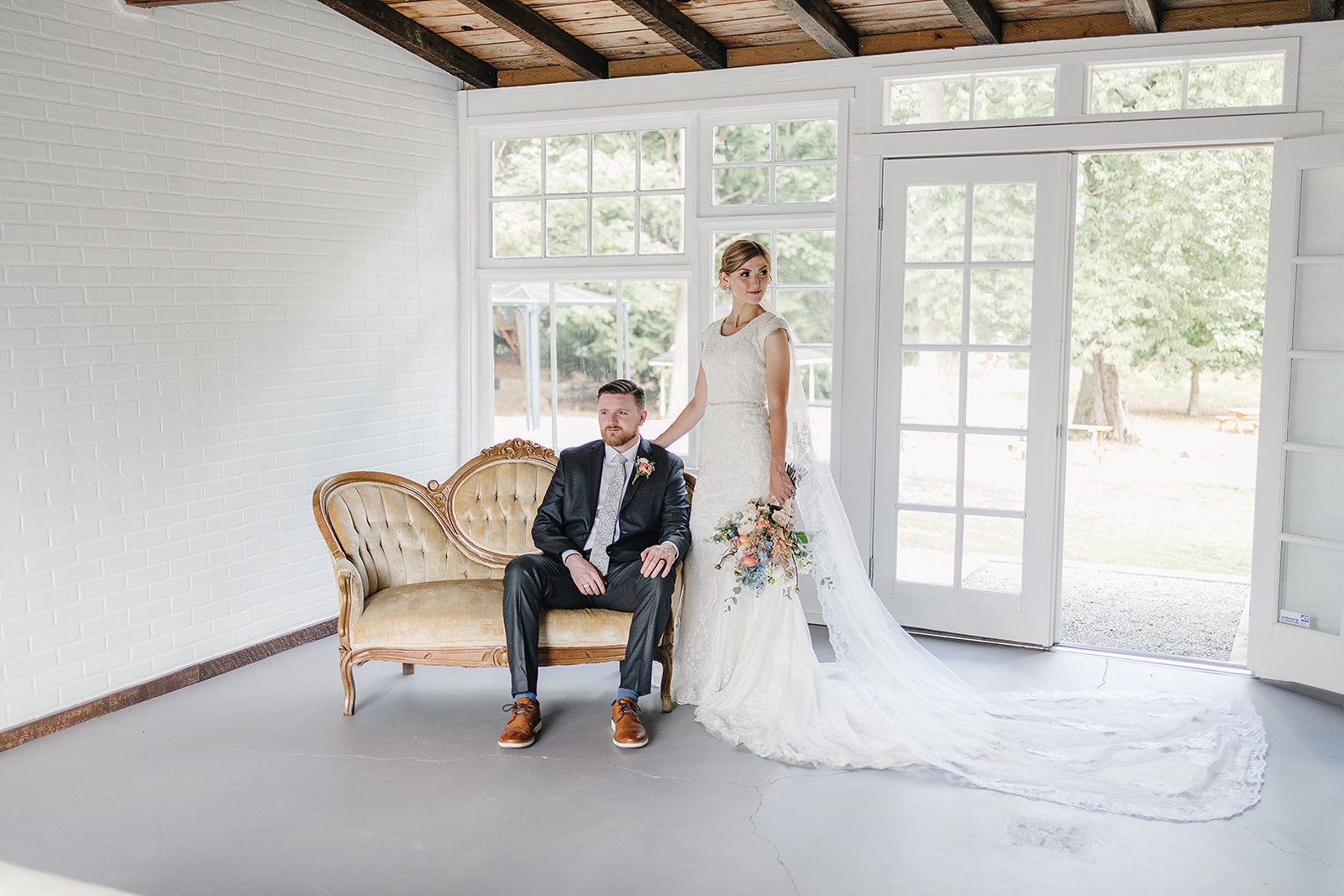 bride and groom indoor