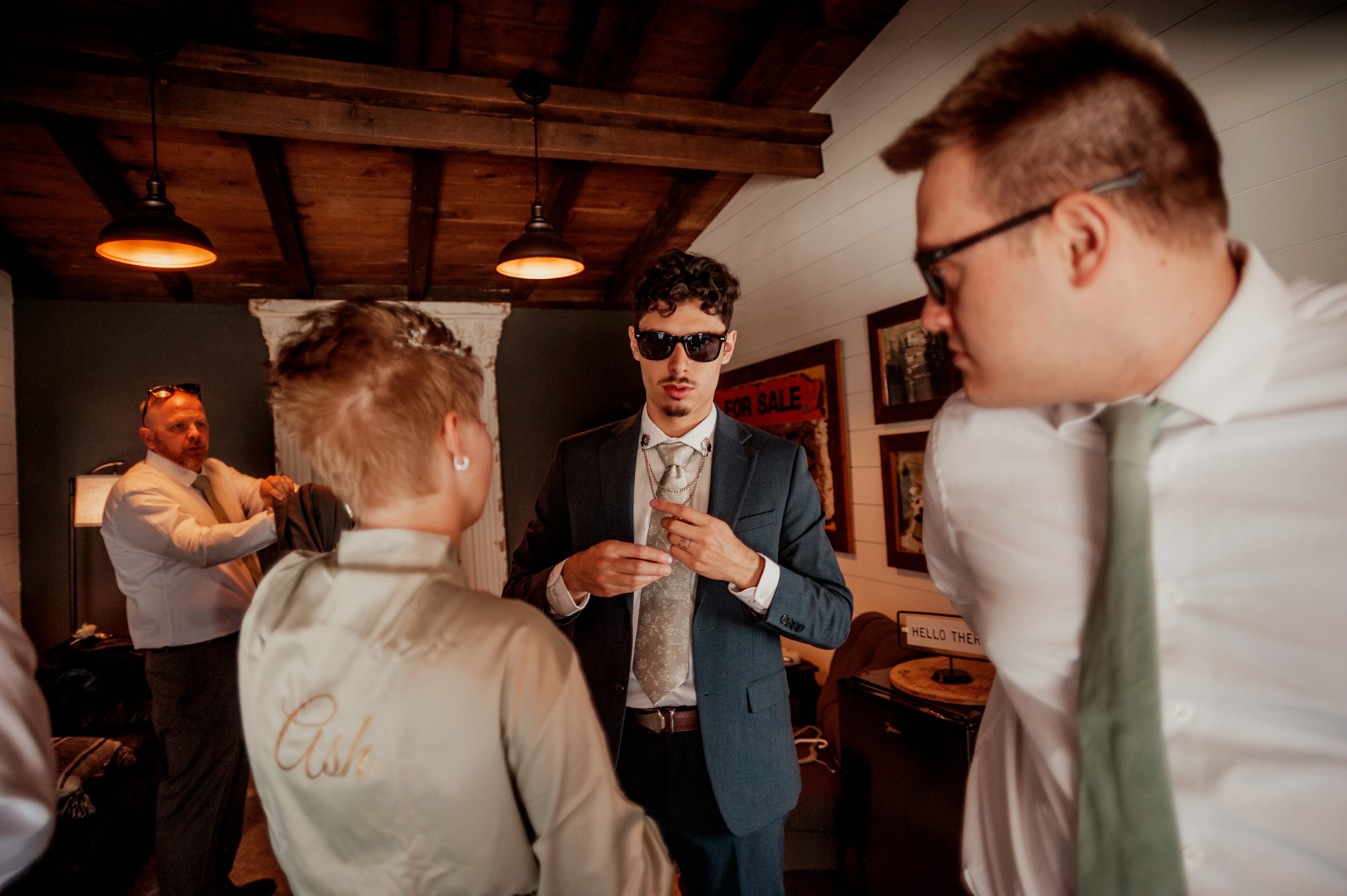 groom and friends