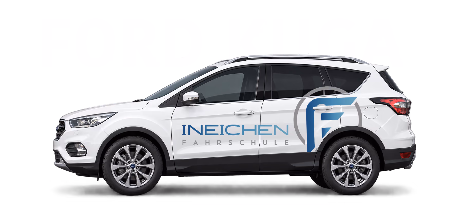 Ford_Kuga _weisses _auto _fahrschule_ineichen_logo