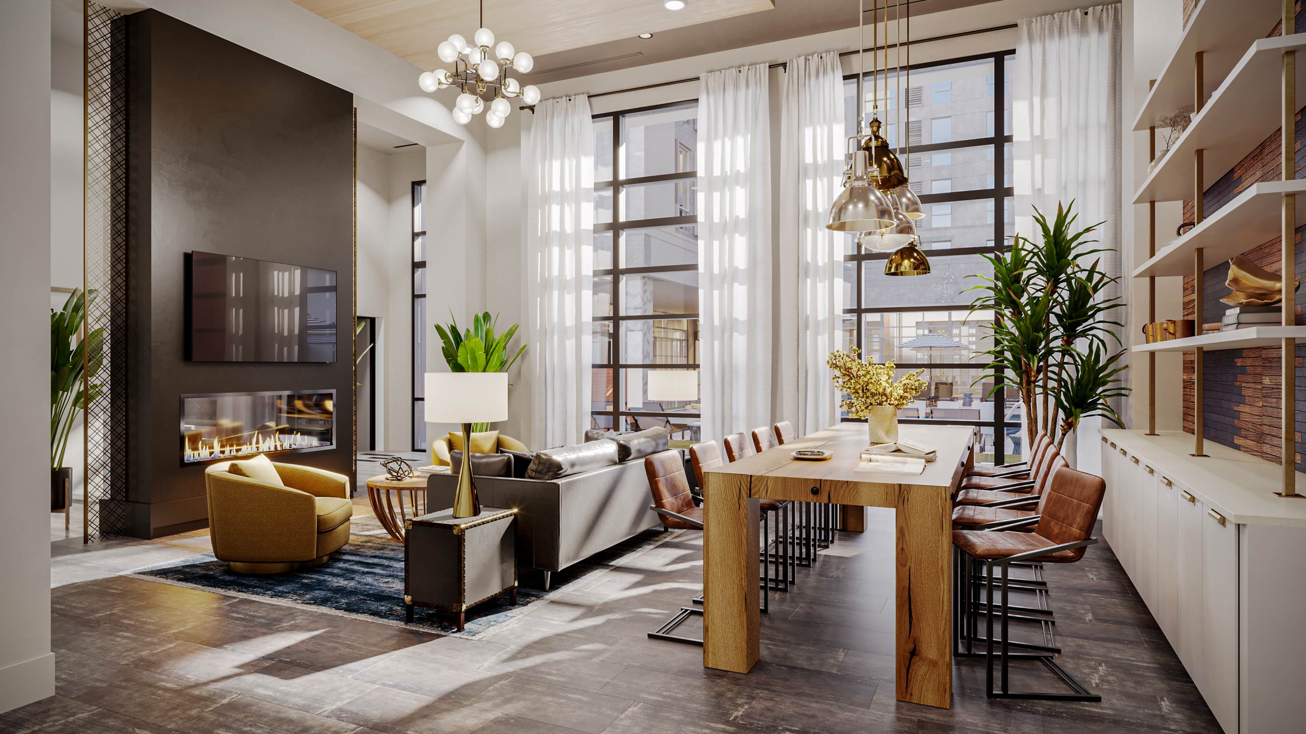 Interior lobby rendering at The Point