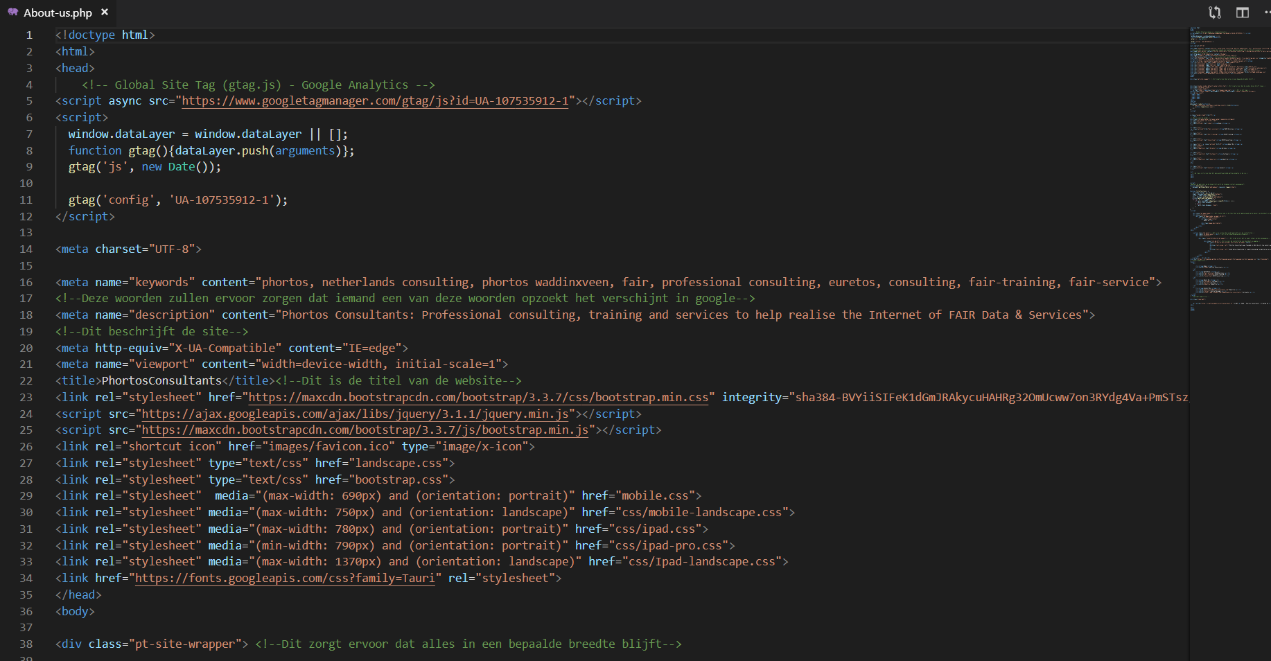 Ontwikkeling van de website van Phortos consultant is met code gemaakt door web bedrijf Sync-development uit Alphen aan den Rijn