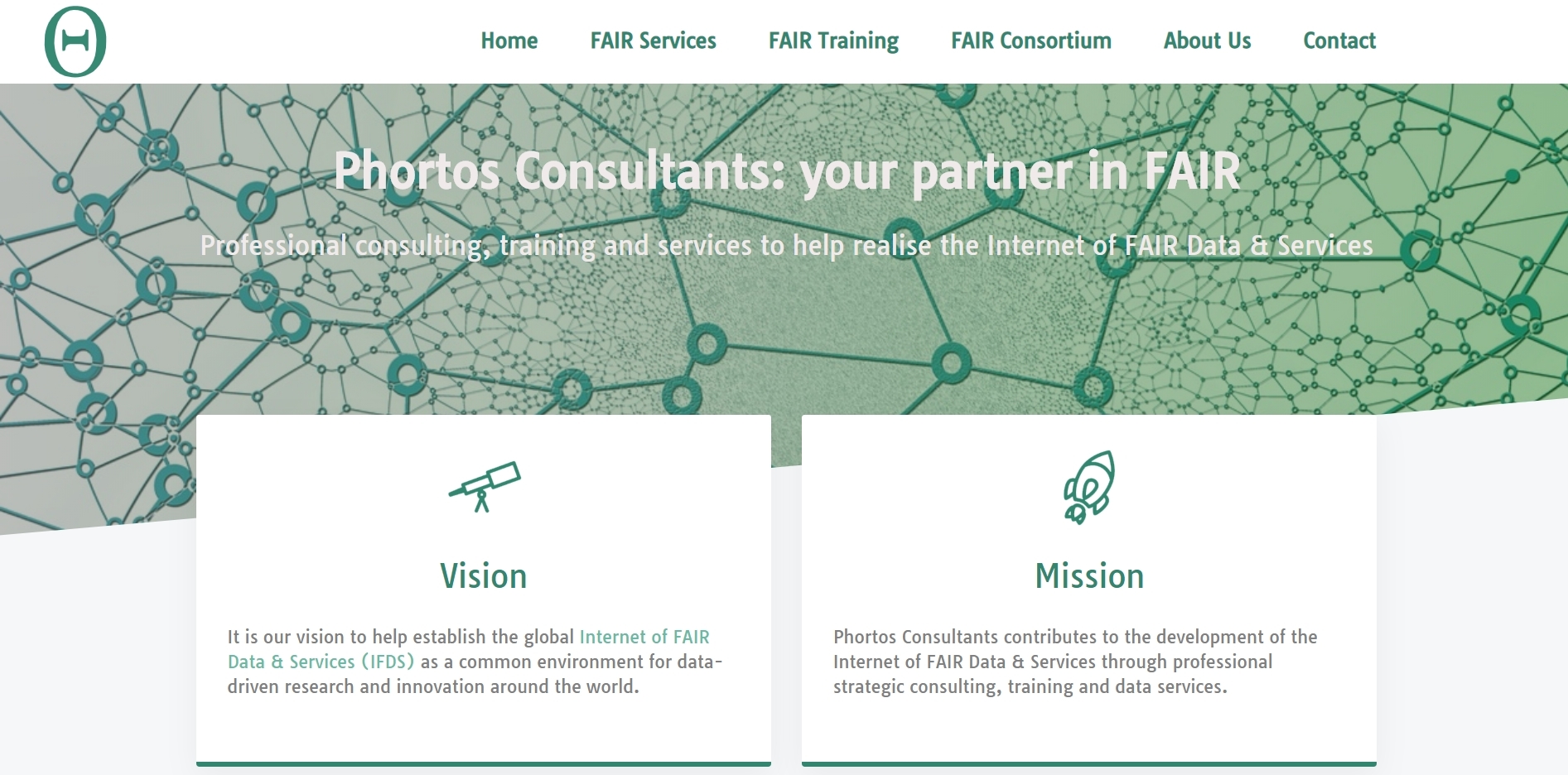 Eind resultaat van de website van Phortos consultants, gemaakt door Sync-development uit Alphen aan den Rijn