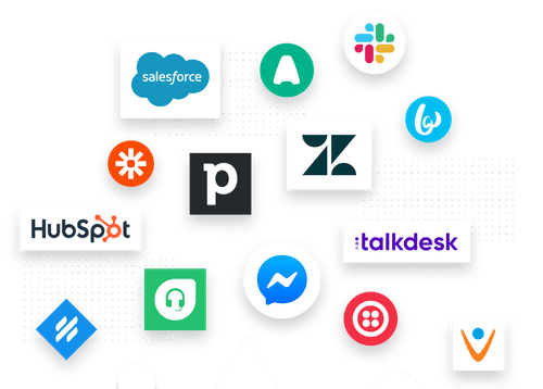Group of shapes, each containing an integration company logo