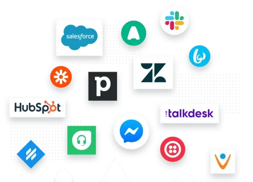 Group of shapes, each containing an integration company logo