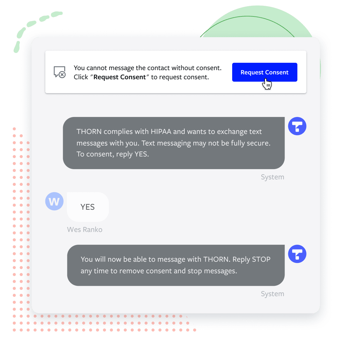 A screenshot of a text message