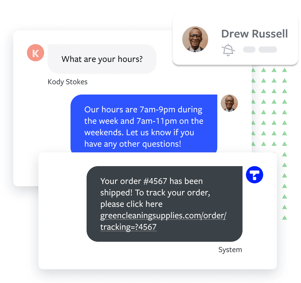 A screenshot of a text message showing how automations action settings work