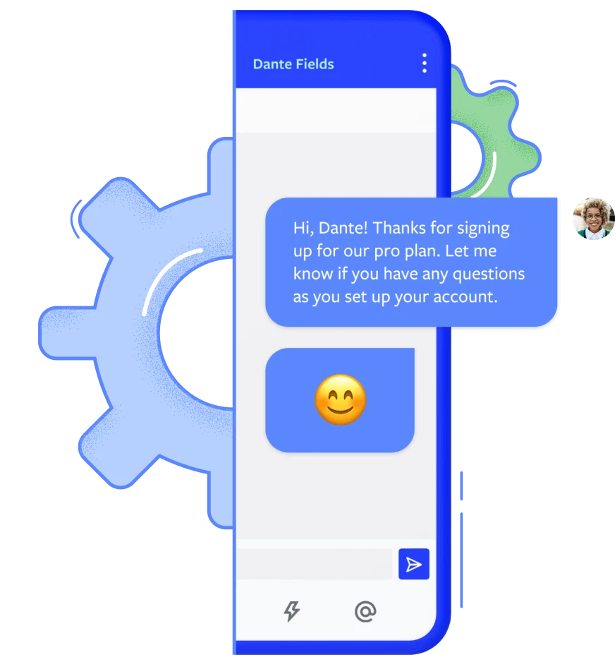 an illustration of a phone and cogs